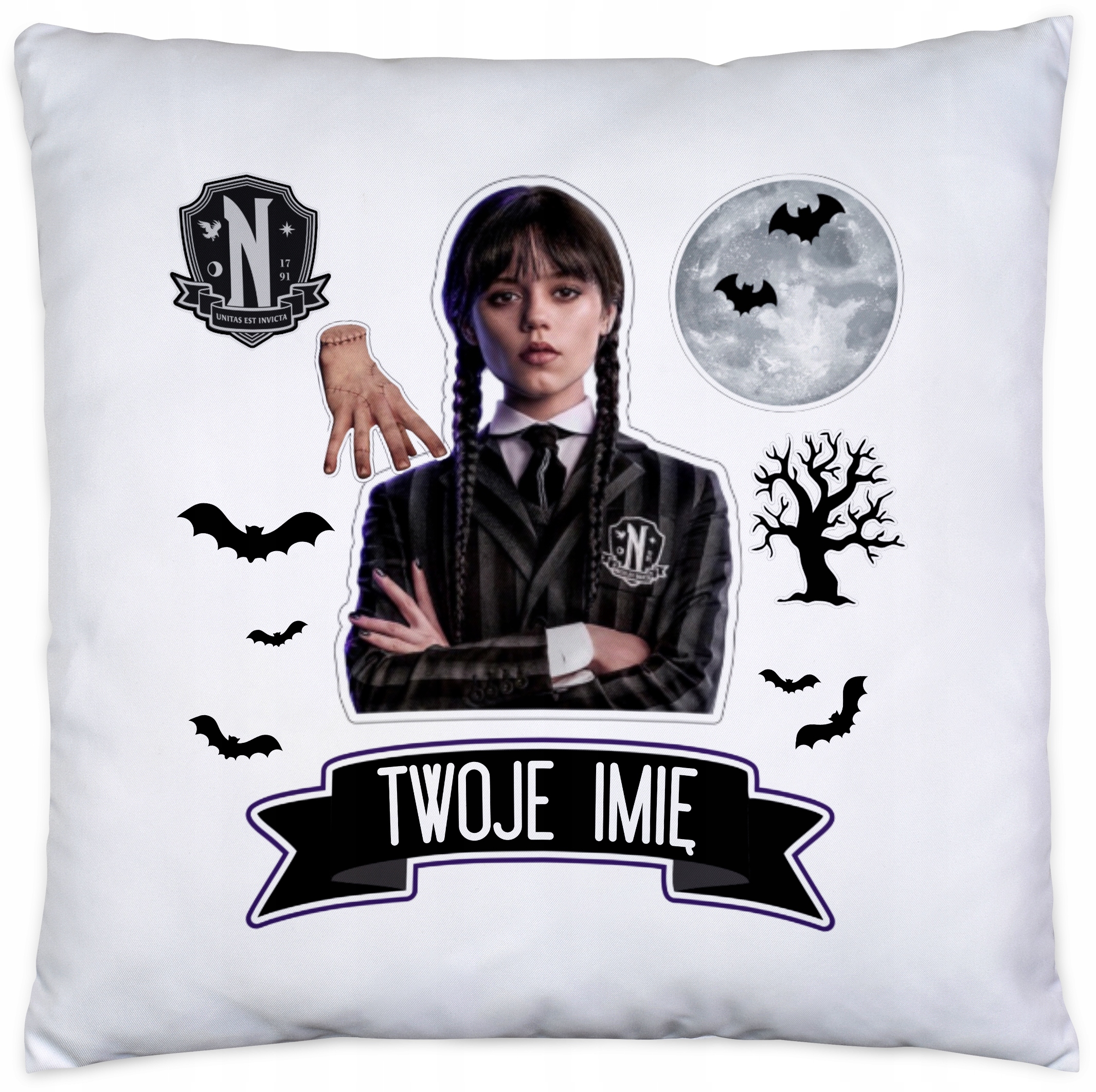 WEDNESDAY ADDAMS IMIĘ RĄCZKA NAPIS PODUSZKA