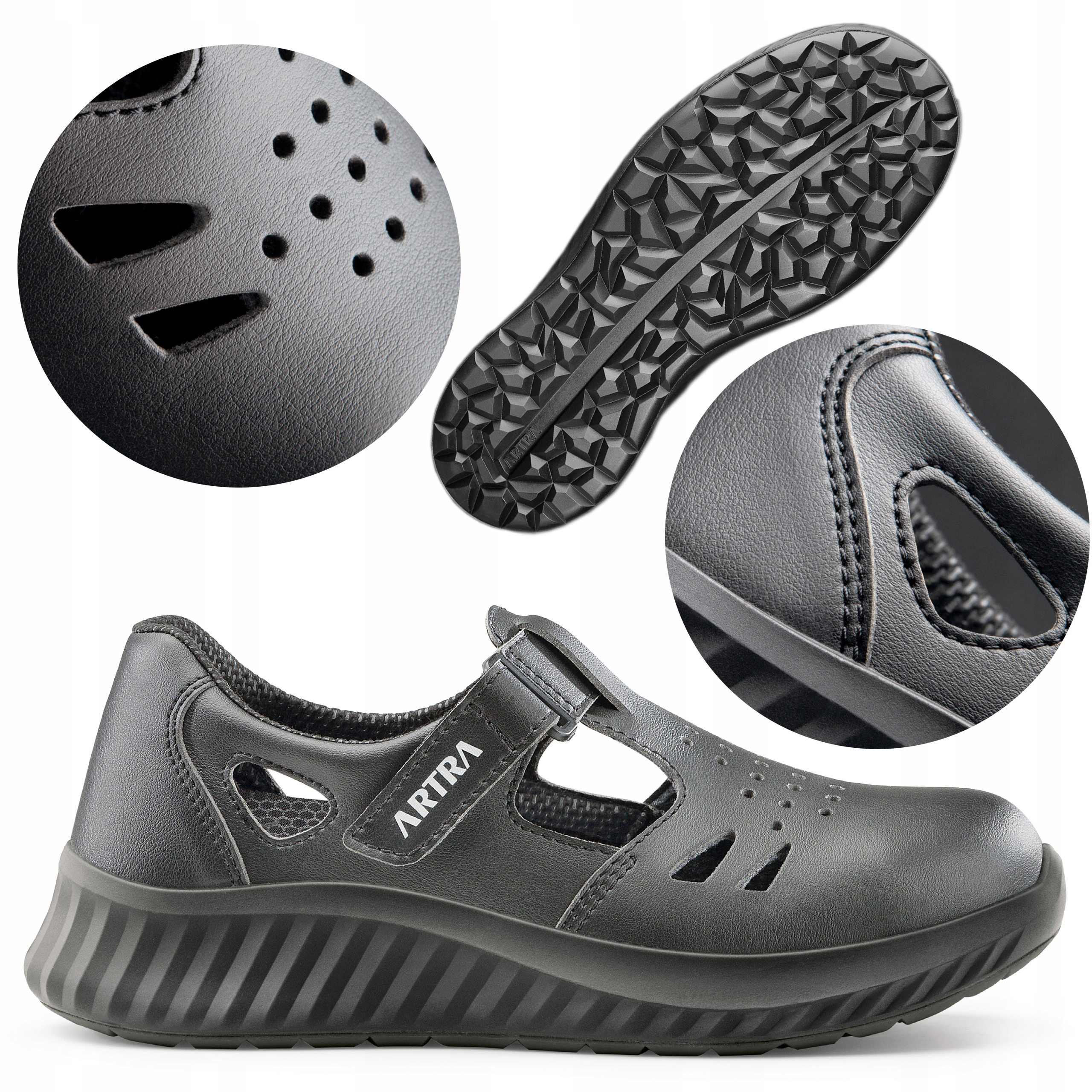 Sandały robocze Artra S1 r. 43 z podnoskiem na rzep męskie damskie