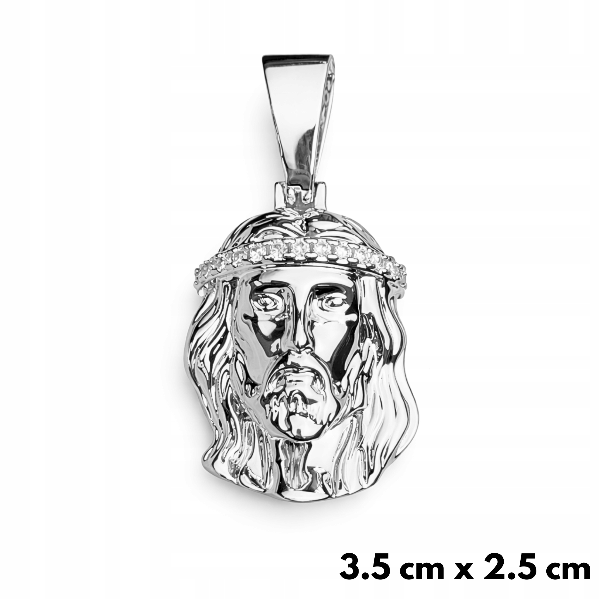 Přívěsek Jesus Diamond Crown Bílé zlato Pozlacený Ocel Pánský Metini