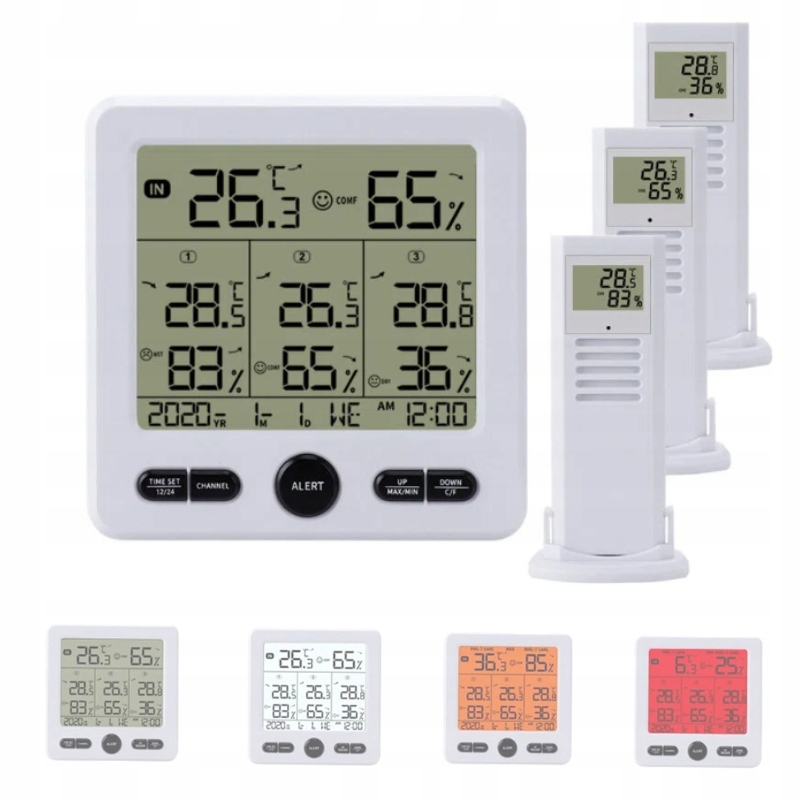 Meteorologická stanice s LCD displejem a digitálním teploměrem 3 senzory