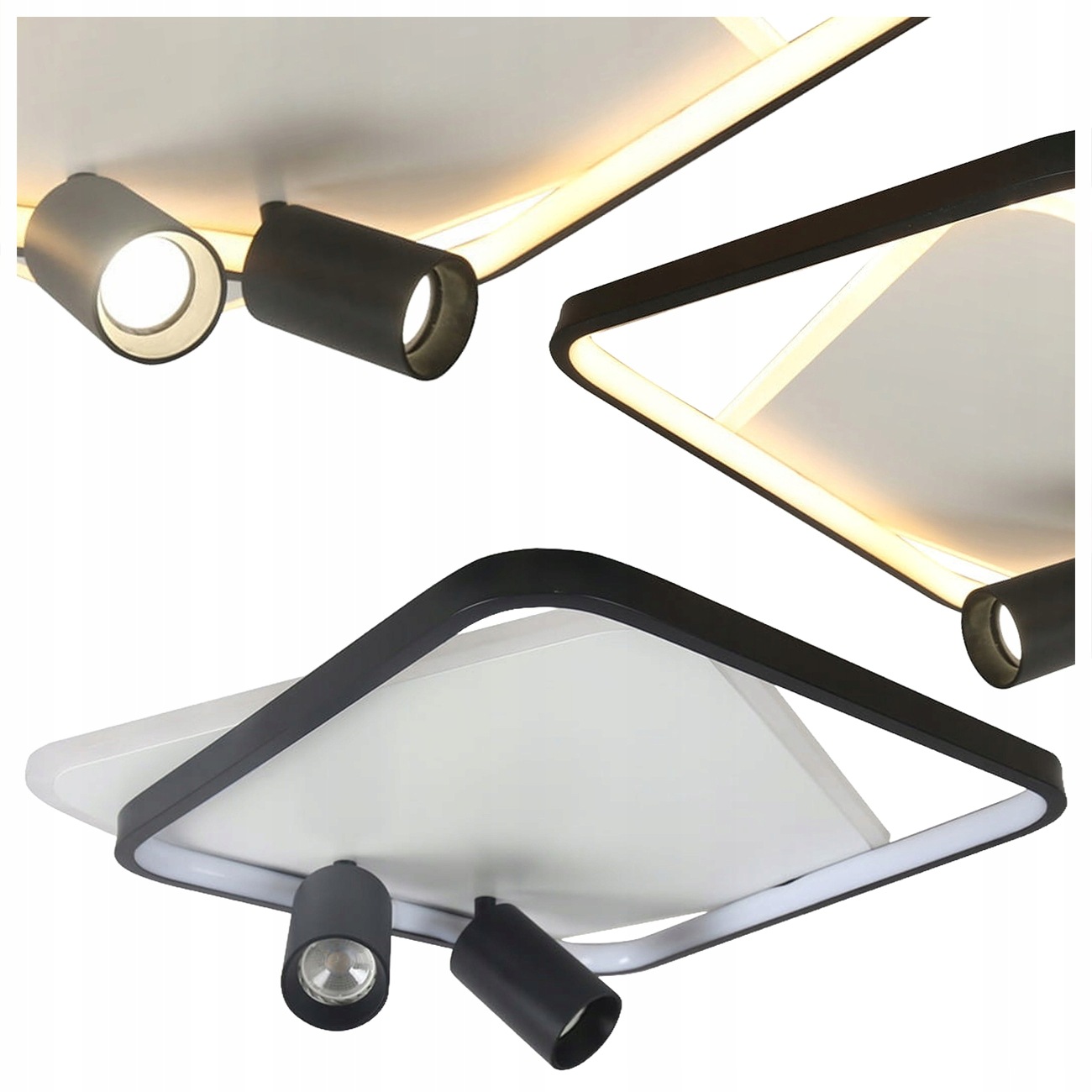 Stropní Svítidlo Parma 2 Čtvercový Černý 2XGU10 Led Cct