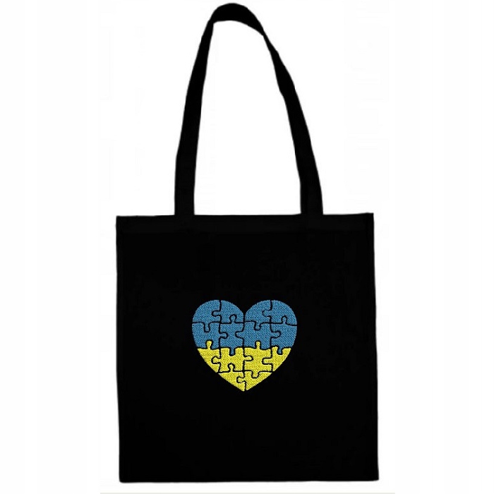 

Torba bawelniana czarna Eko serce puzzle Ukraina