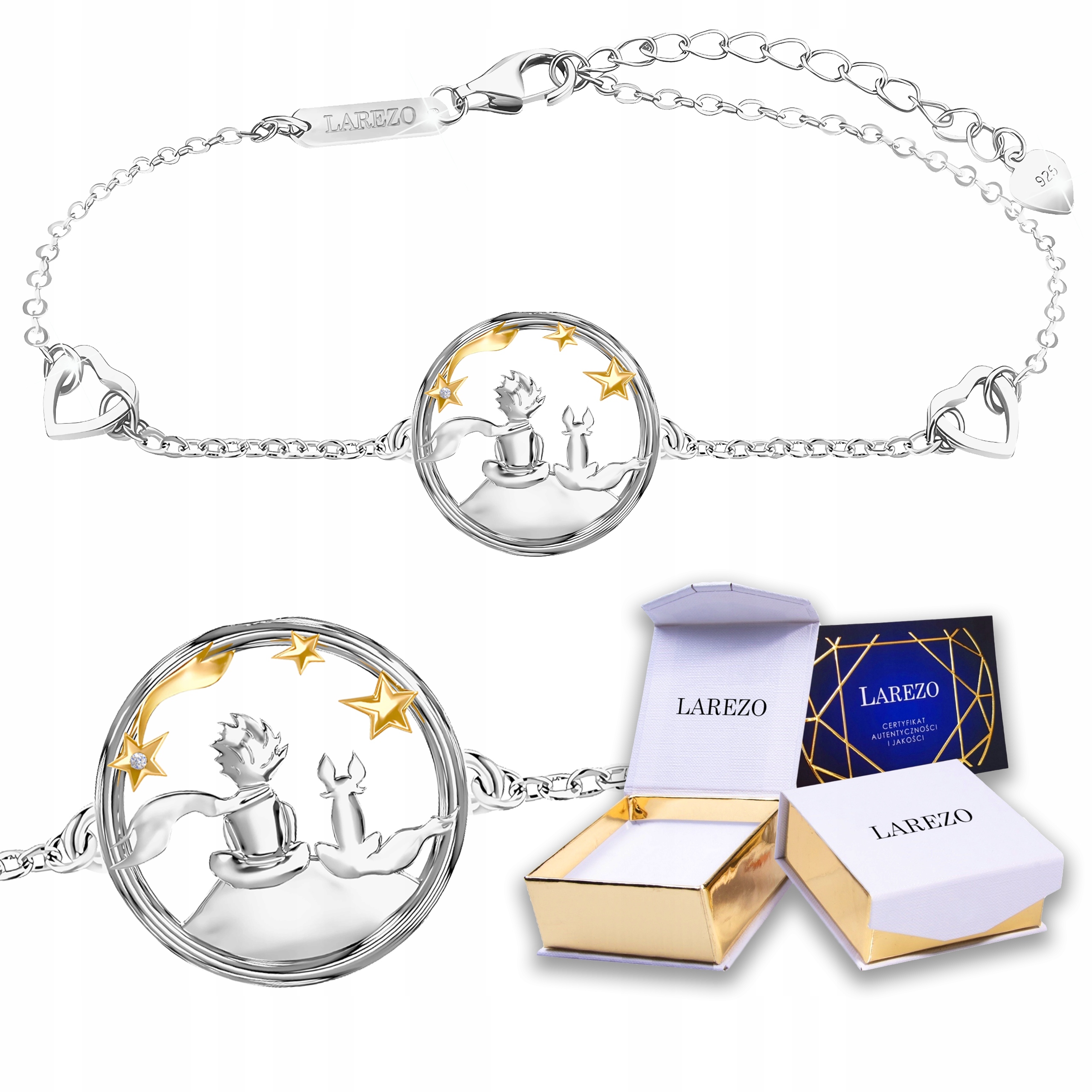 Stříbrný náramek Malý chlapec planeta Hvězdy Planeta Liška Stříbro 925