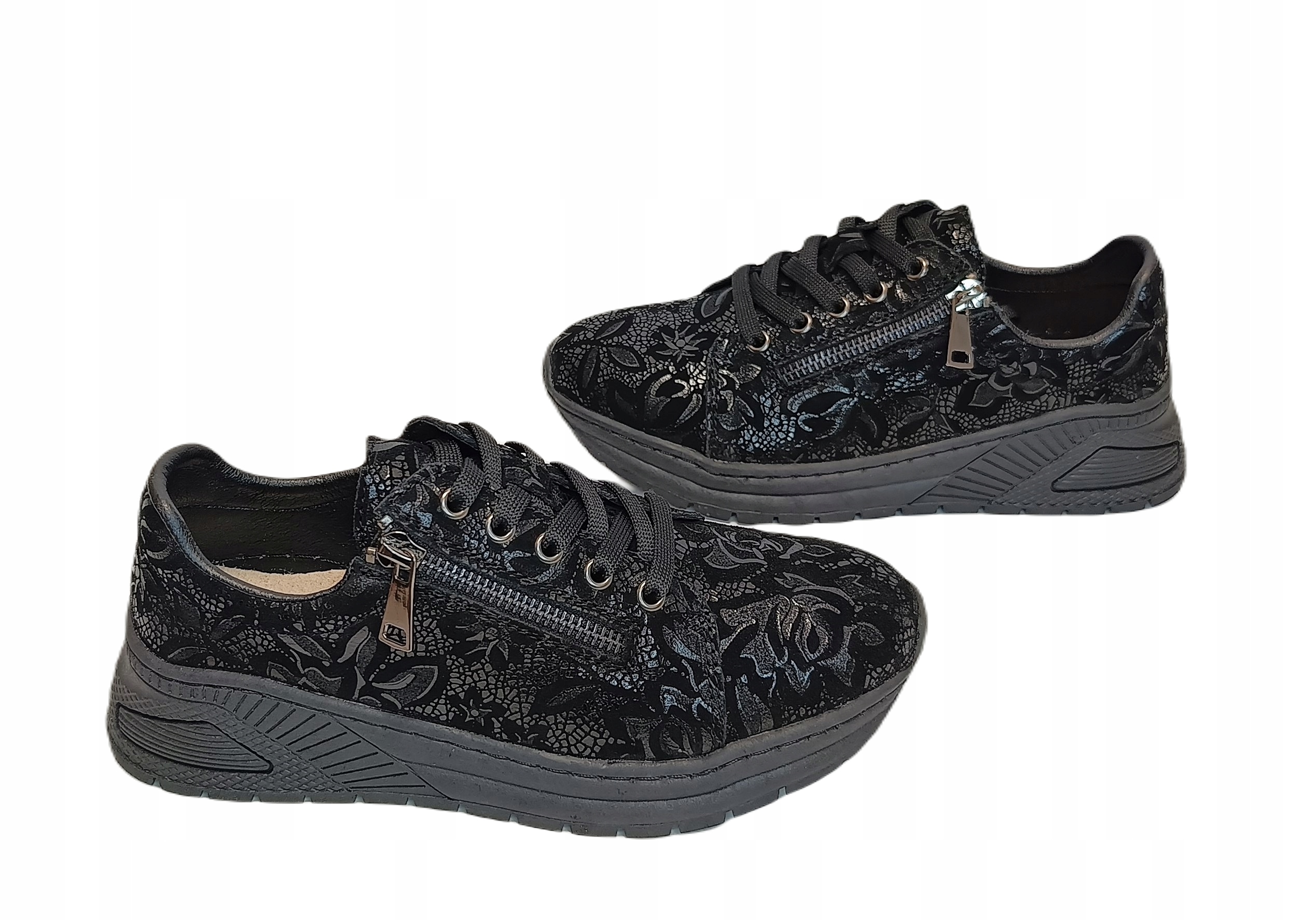 Polobotky Sneakersy Měkká kůže Sokolski Ken J24-333 černý květ r36