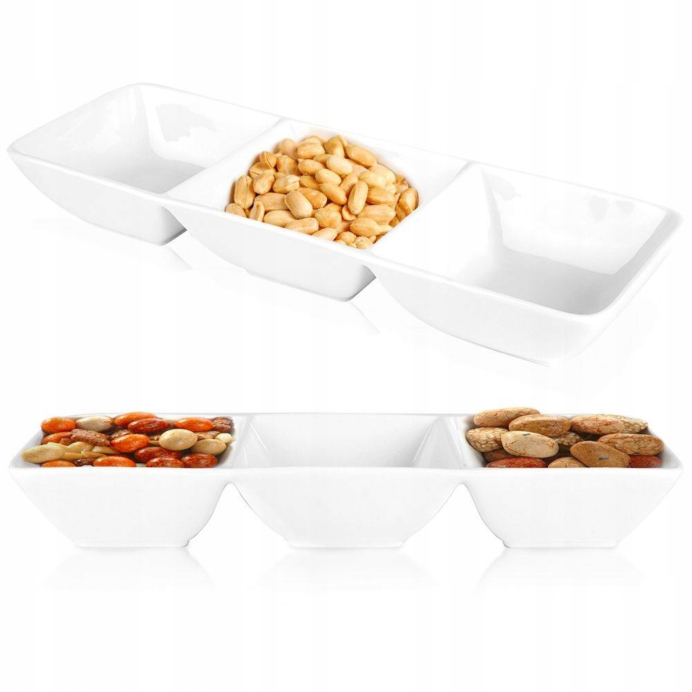 

Miska Na Przekąski Porcelanowa Biała Potrójna