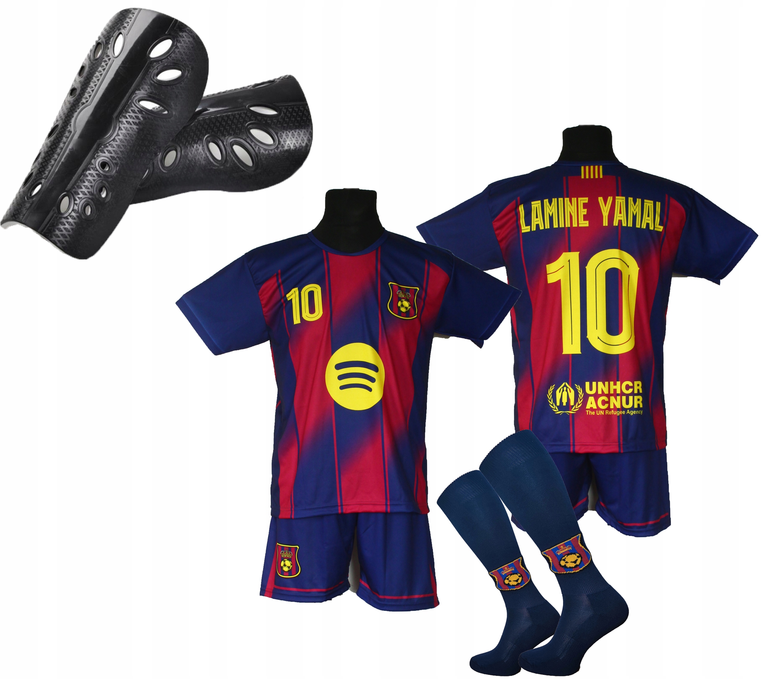 Dětské fotbalové oblečení Lamine Yamal štulpny chrániče velikost 158