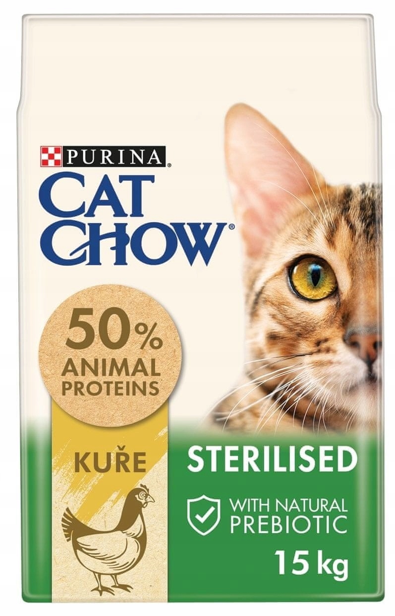 Levně Nestlé Purina Cat Chow Sterilised krmivo suché kuře 15 kg