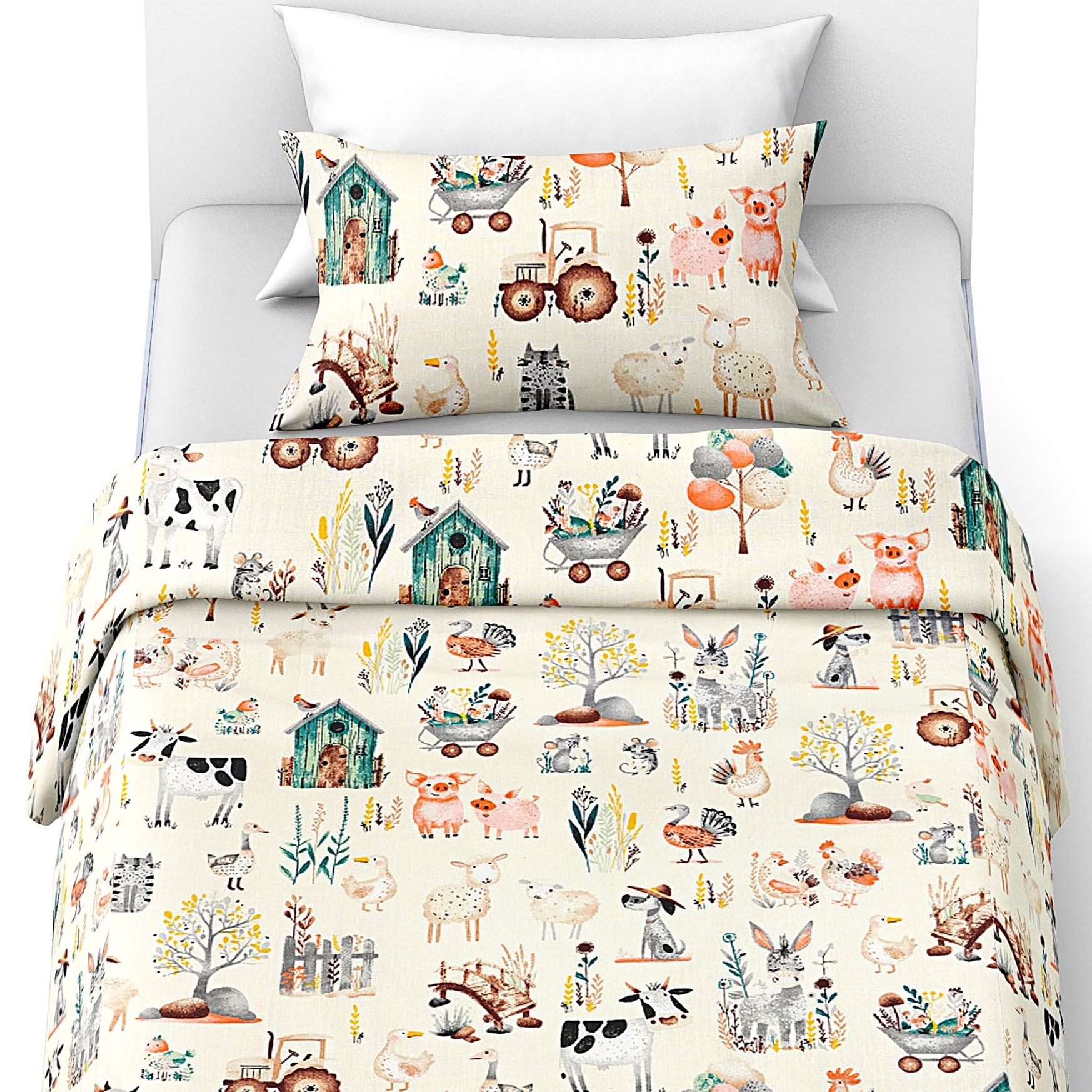 Povlečení na přikrývku ikea 150x200+2x50x60 100% přírodní Bavlna jemná Farma