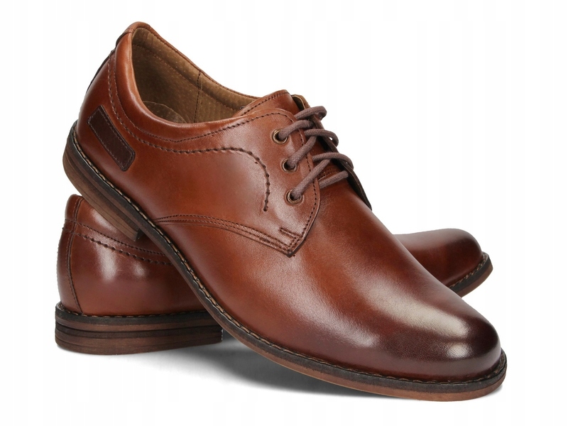 

Obuwie Męskie Półbuty Skóra Wizytowe 284 Brąz 44