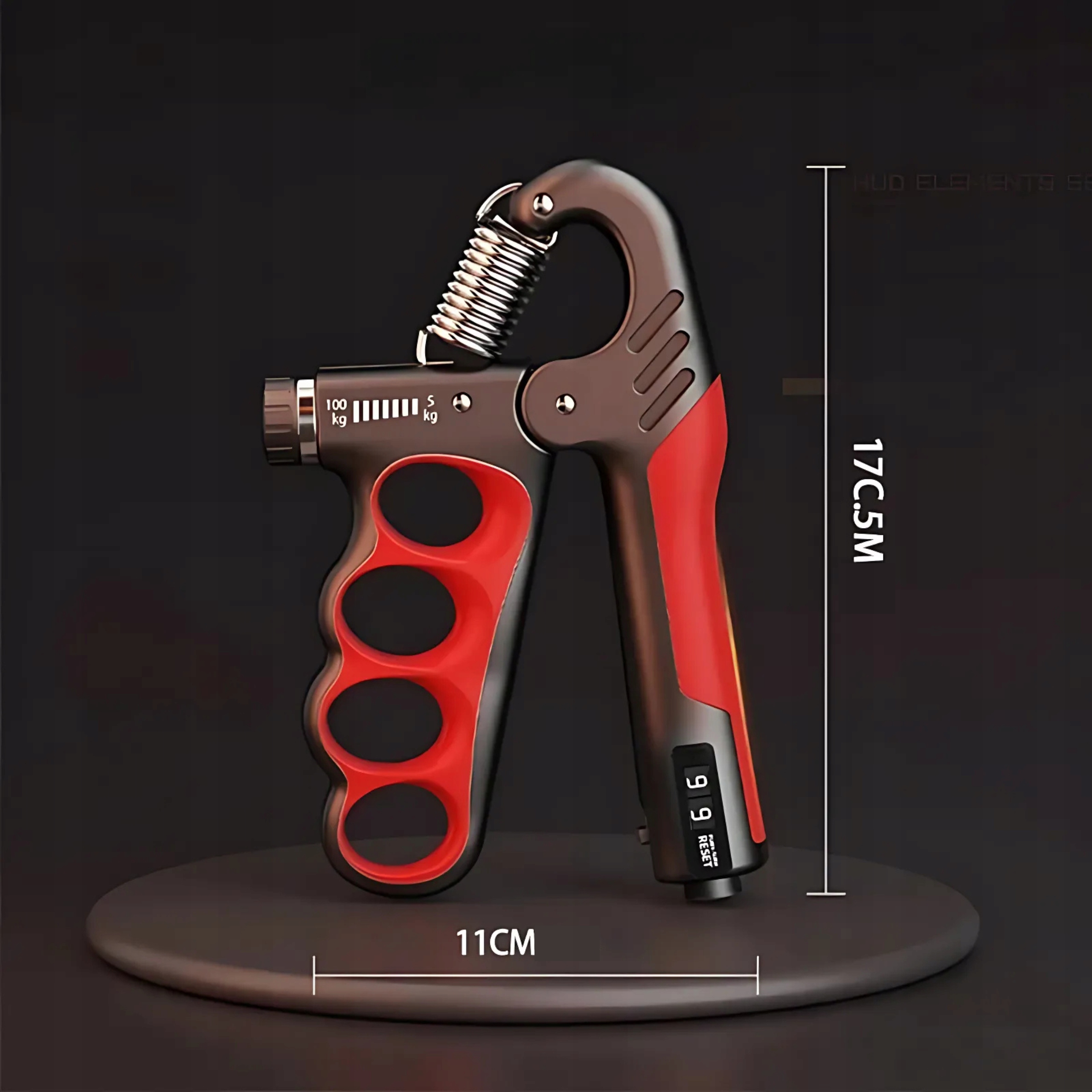 Ściskacz Do Rąk Dłoni 100KG z Regulacją Licznikiem Mocny PREMIUM Trening Średnica 11 cm