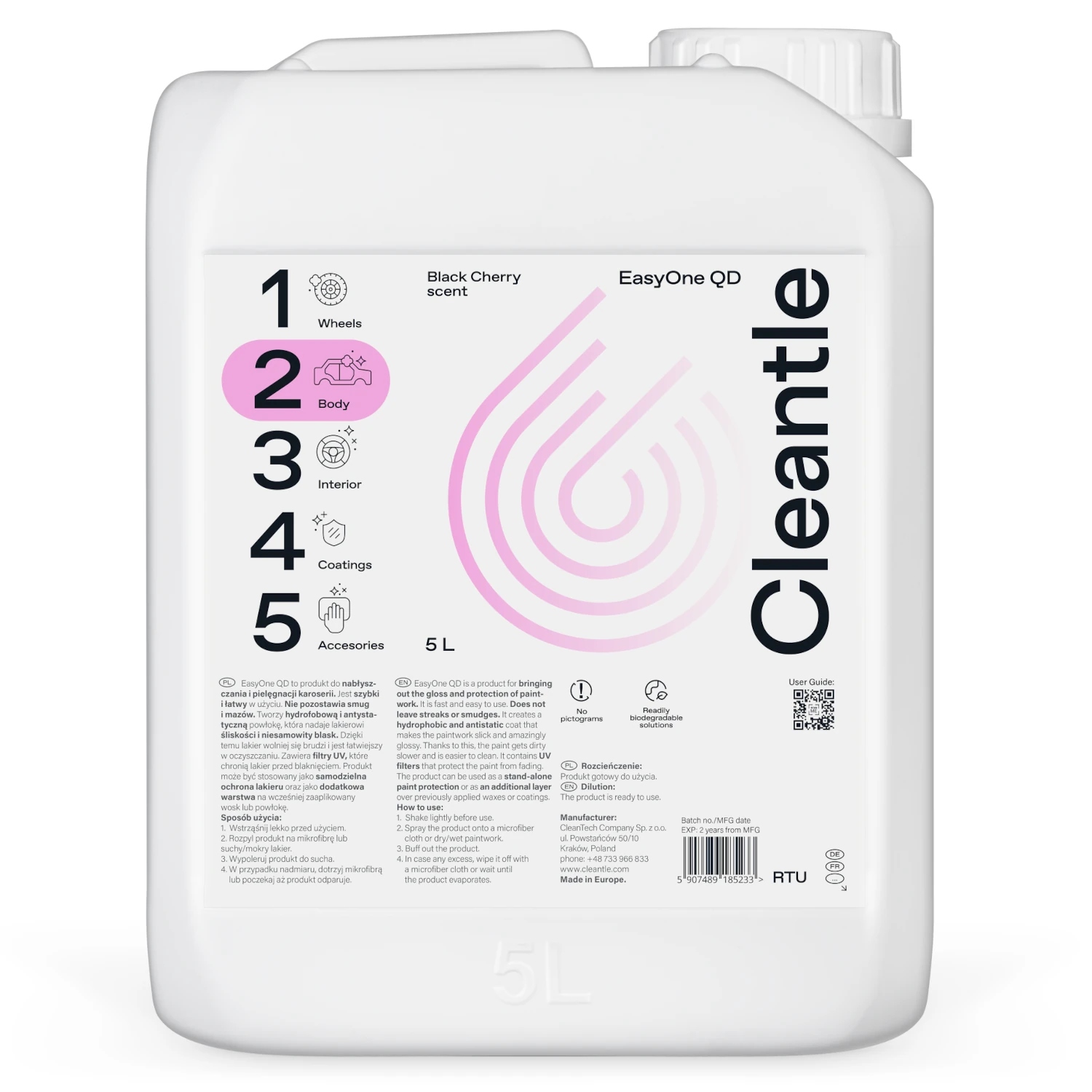 Cleantle EasyOne QD - Szybki i łatwy w użyciu Quick Detailer 5L