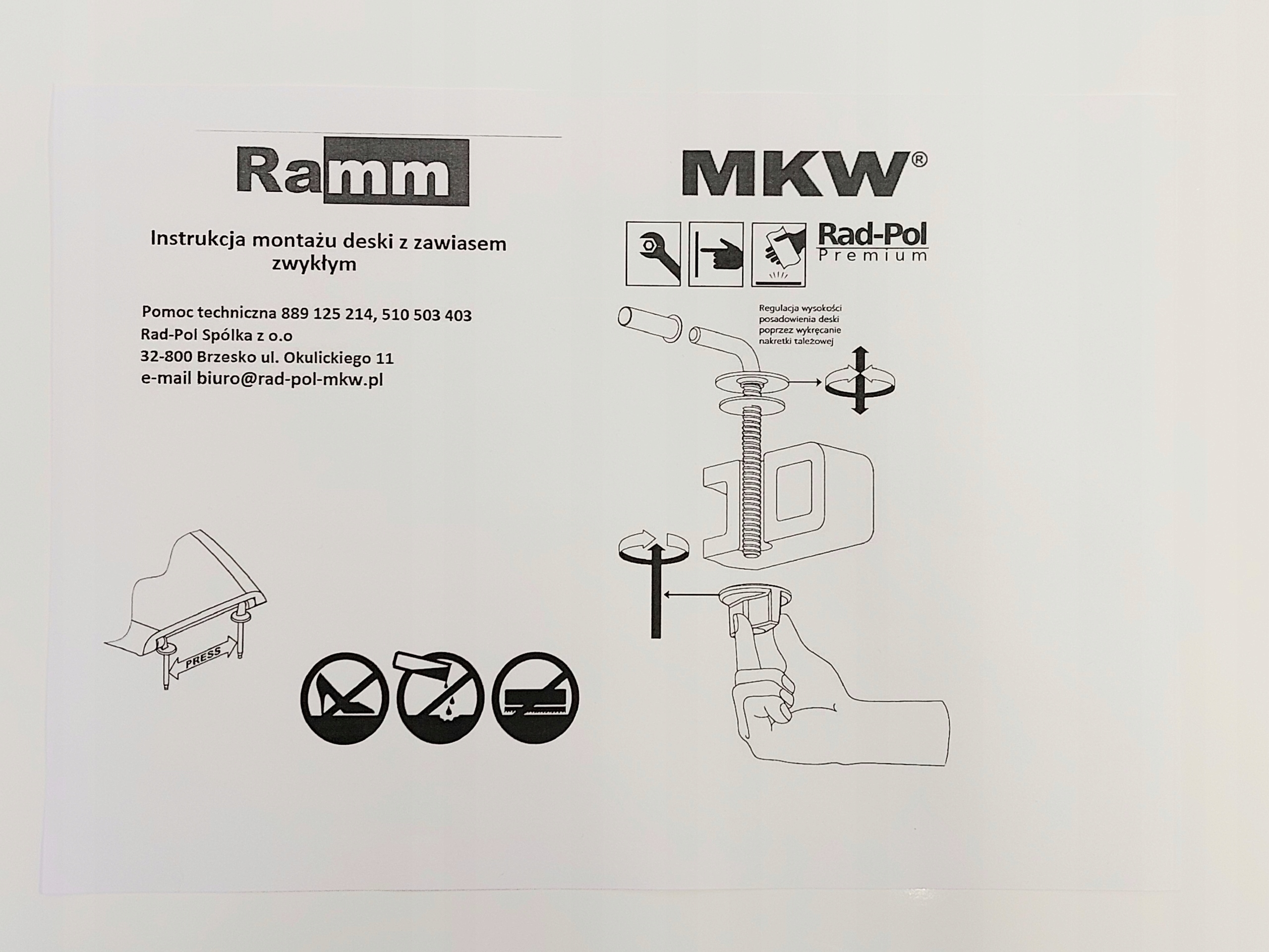 AUSTRIACKA DESKA ANTYBAKTERYJNA DO KOŁO SOLO Szerokość produktu 367 cm