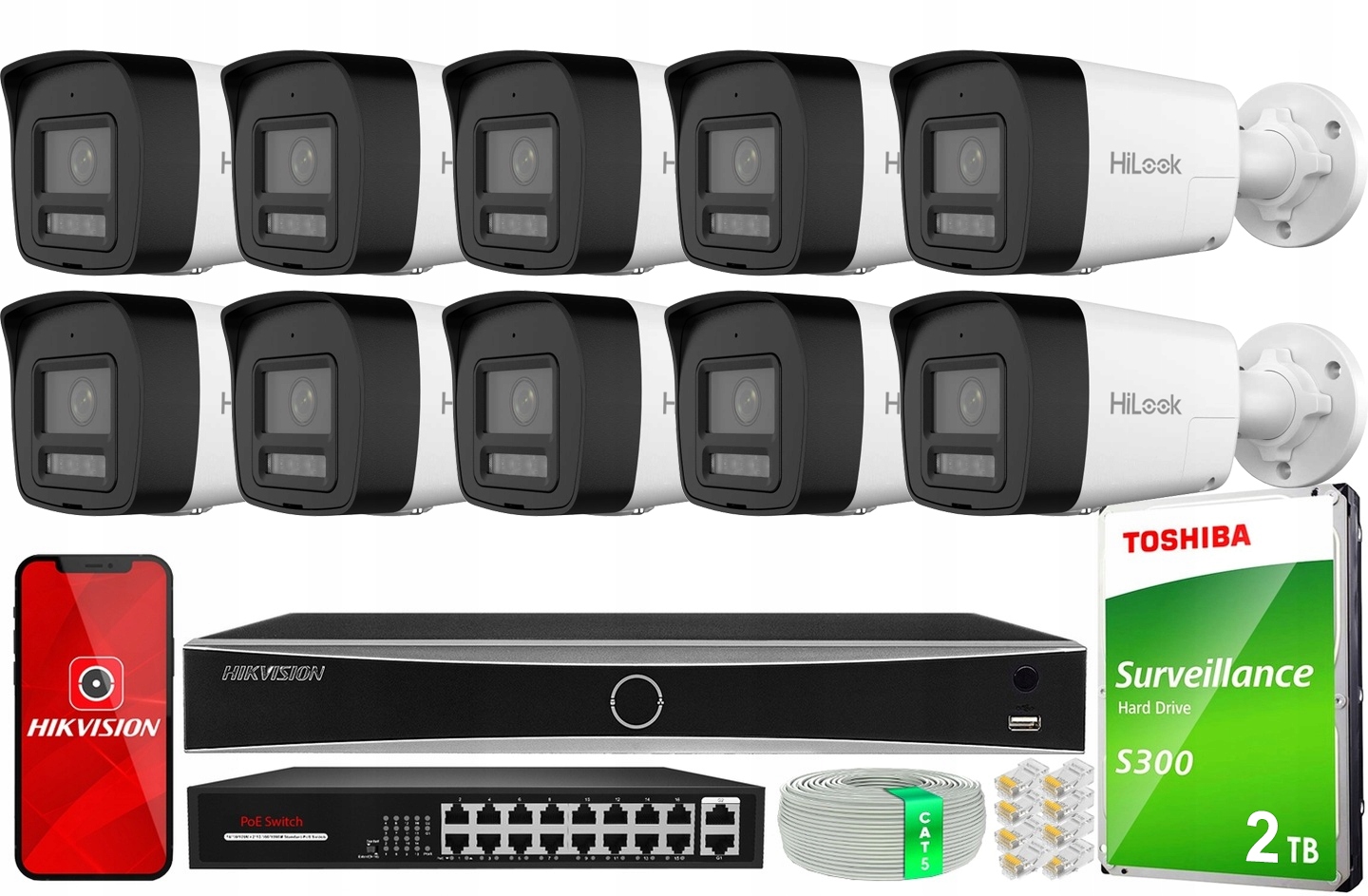 Sada pro monitorování Ip 10 kamer 8Mpx Live Guard Nvr Hikvision DS-7616NXI-K2