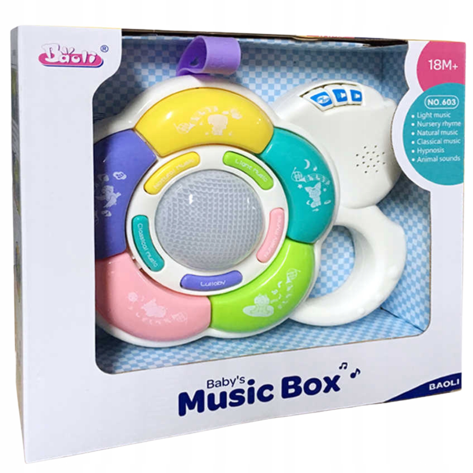 Interaktywna Pozytywka Kwiatuszek Światełka Różnorodne Melodie Zwierzątka Wiek dziecka 18 m +