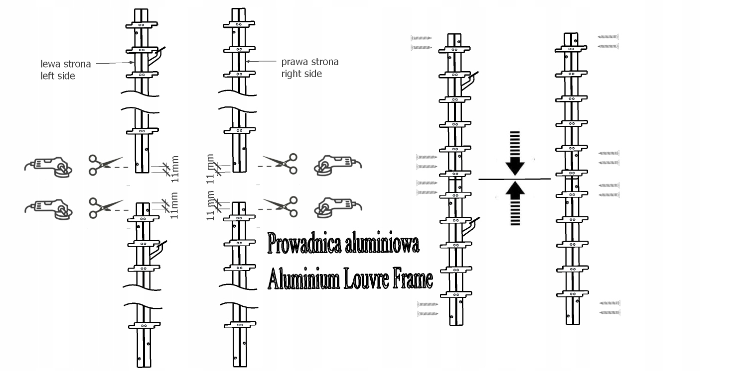 Ruchome deseczki- aluminiowy system prowadzący 100 cm. Kolor czarny Materiał dominujący metal