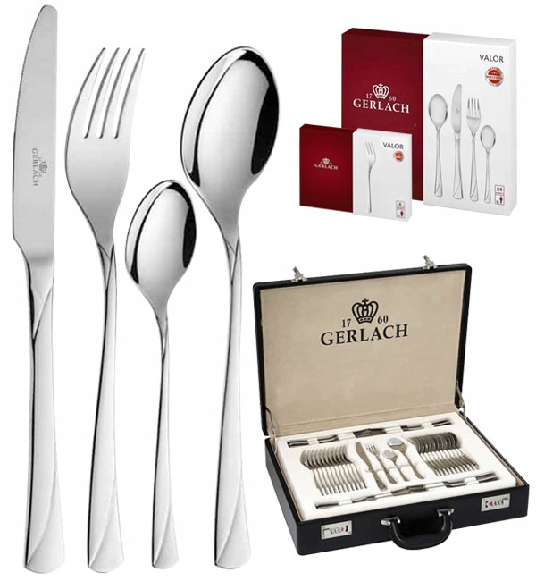 

Gerlach Valor Sztućce 98EL Połysk Walizka+pud 18OS