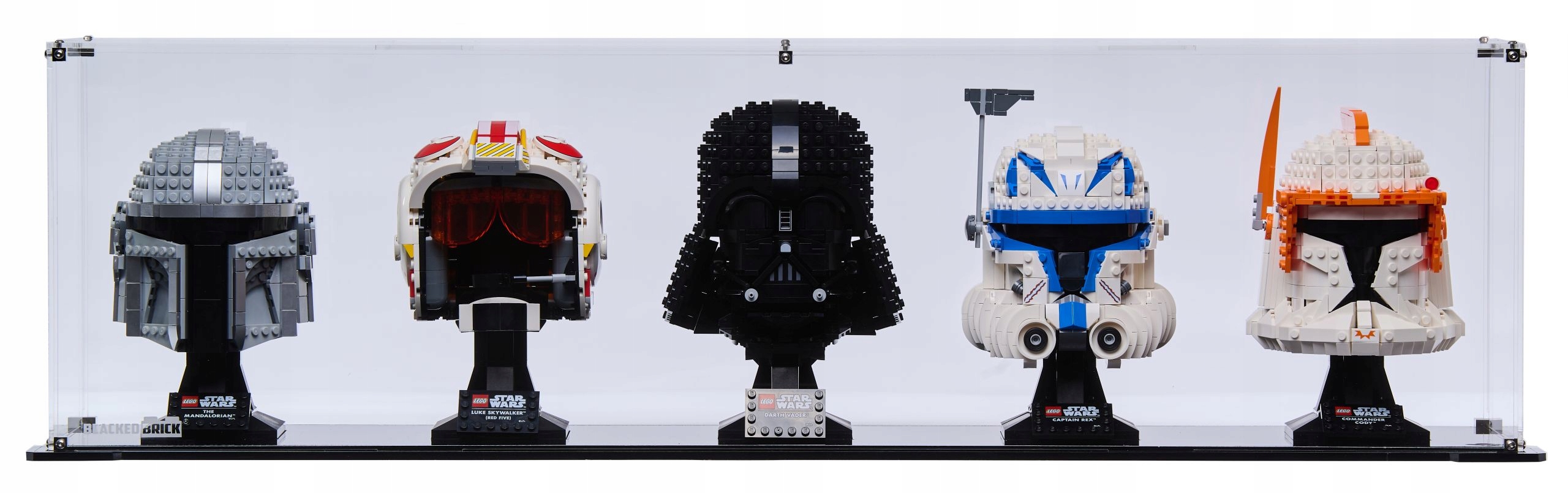 Vitrína Blacked Brick pre 5x Lego Prilba Star Wars Marvel Heroes DC