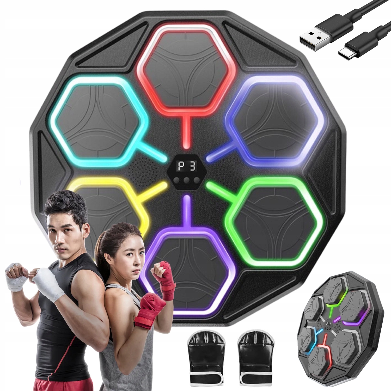 Bluetooth Cel Bokserski Led Muzyka Trening 3 Tryby 11 Poziomów Rodzina