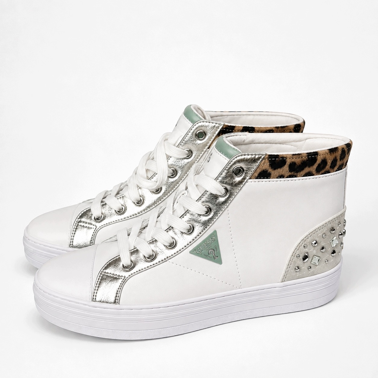 Guess Dámské tenisky Vysoké Bílé Zlaté Panterka Vel. 41 Vložka 26,5 cm