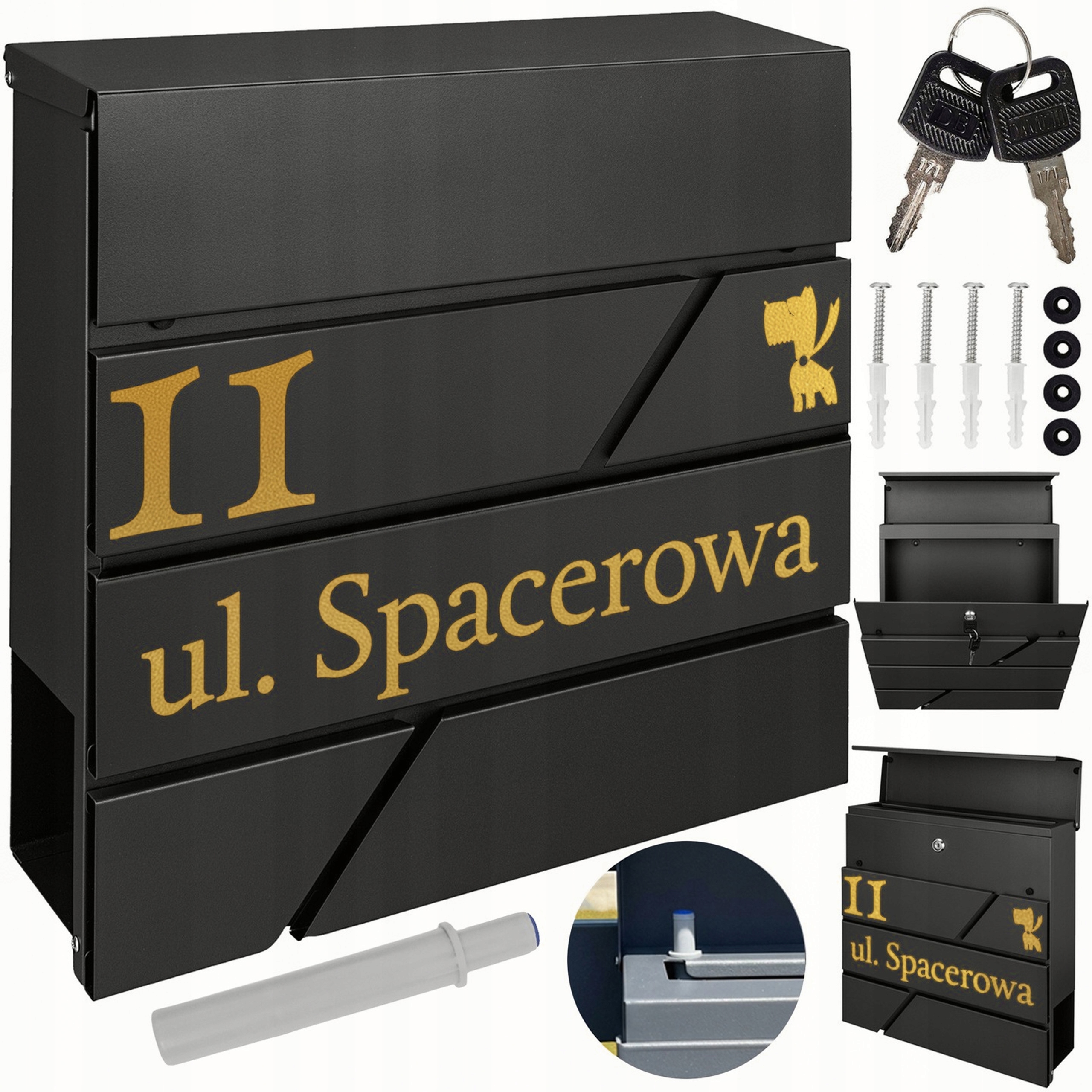 Černá Schránka Na Poštu A Noviny Zlatý Vzor