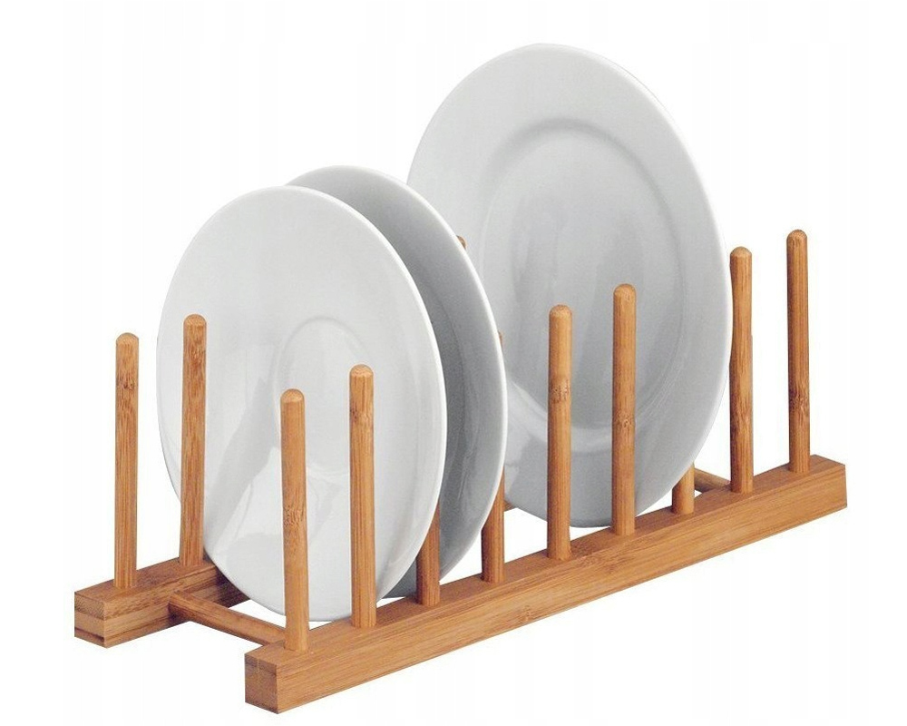 STOJAK NA POKRYWKI PATELNIE DESKI ORGANIZER DREWNIANY 8 MIEJSC