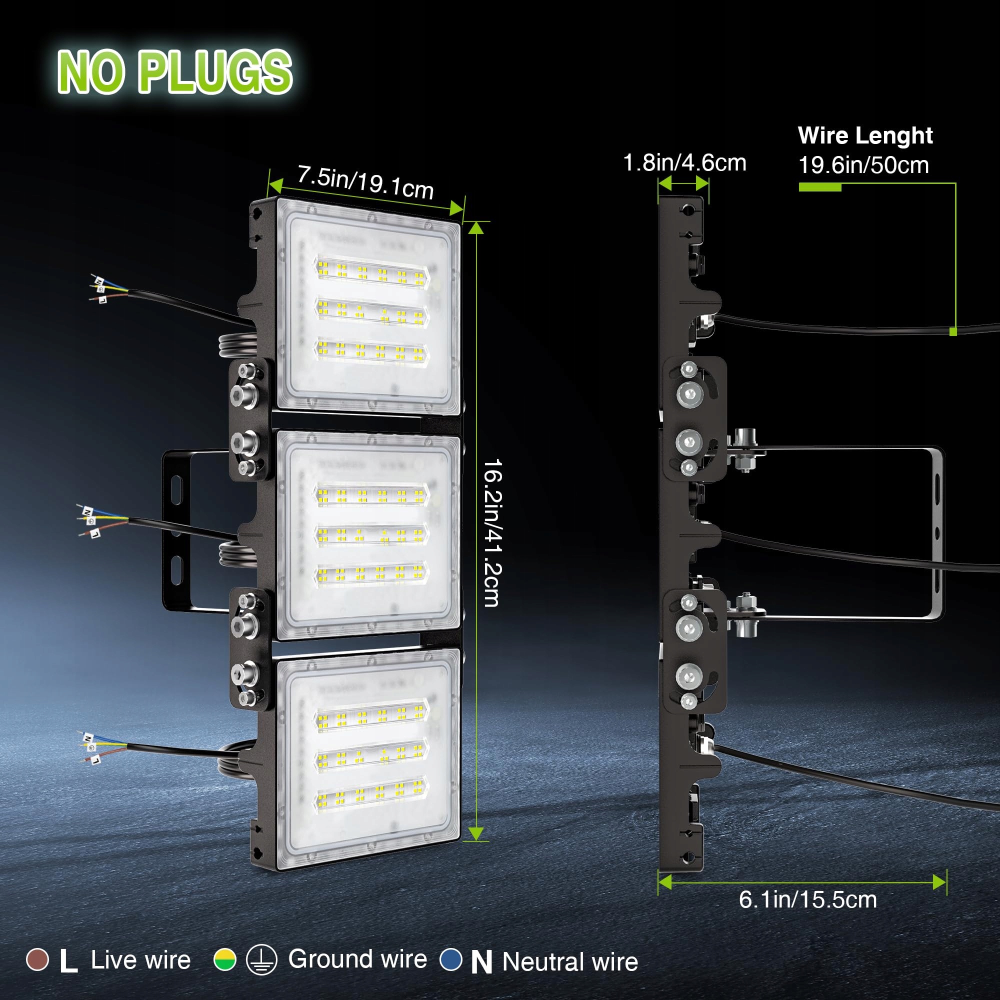 Naświetlacz LED 150W 15000lm IP66 Wodoodporny 6000K Mocny STASUN — miniatura 6