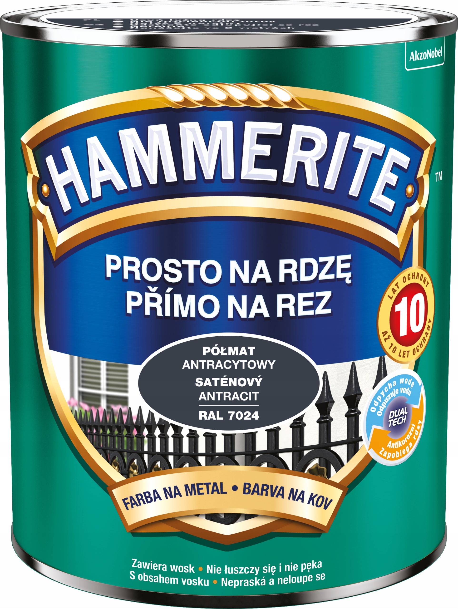 Wydajna Farba do METALU Drewna Antykorozyjna Na Rdzę Półmat ANTRACYT 0,7L Kod producenta 5904078220382