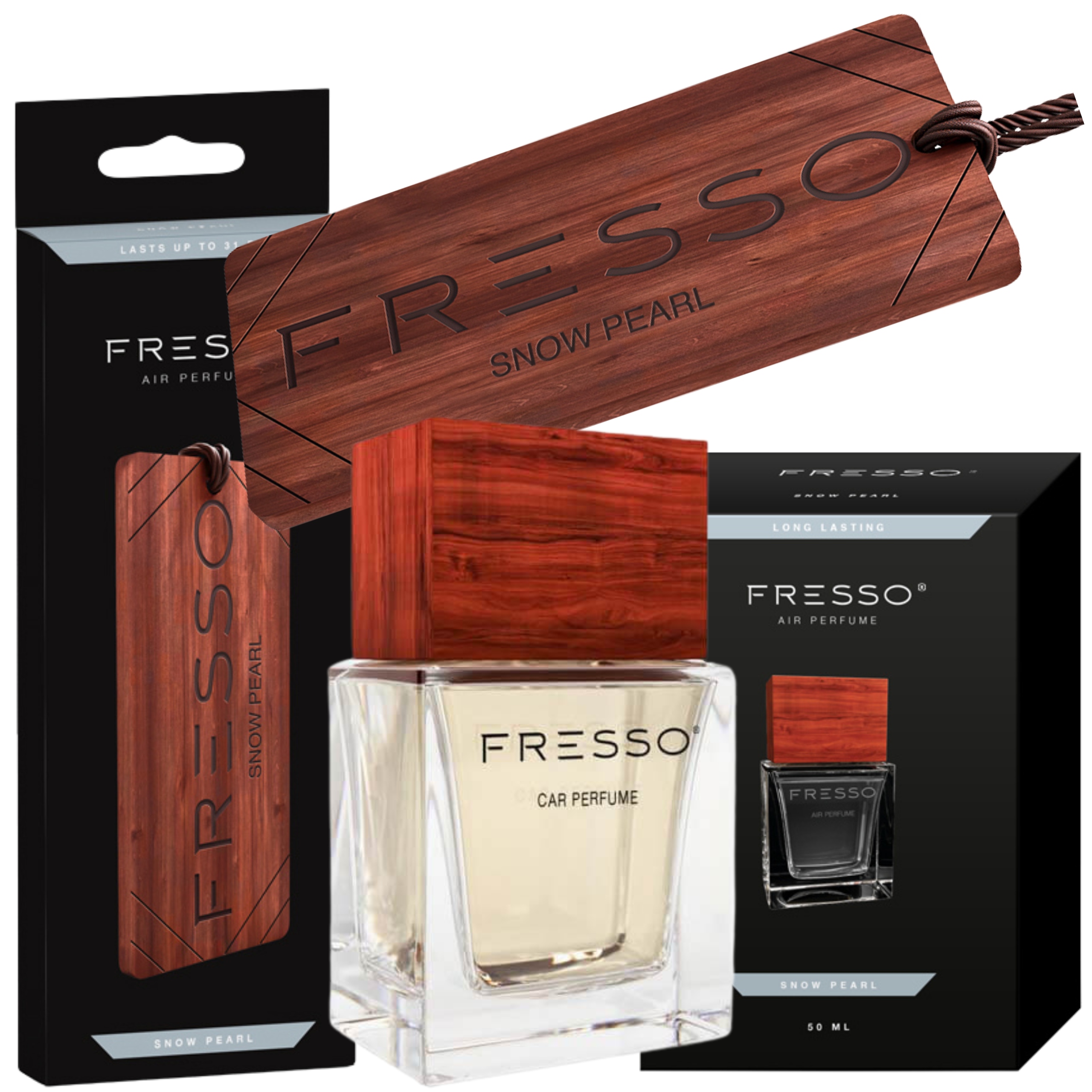 FRESSO Snow Pearl PERFUMY SAMOCHODOWE + ZAWIESZKA ZAPACHOWA DO AUTA