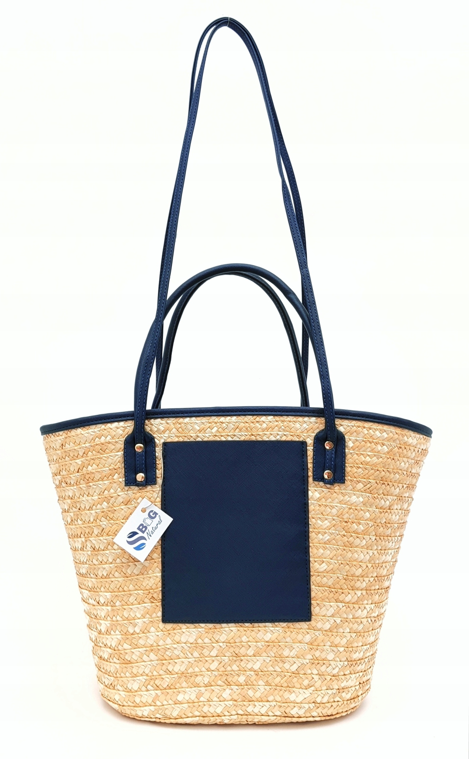 Taška Košík ze slámy velká A4 Boho na rameno Pletená Slaměná veganská