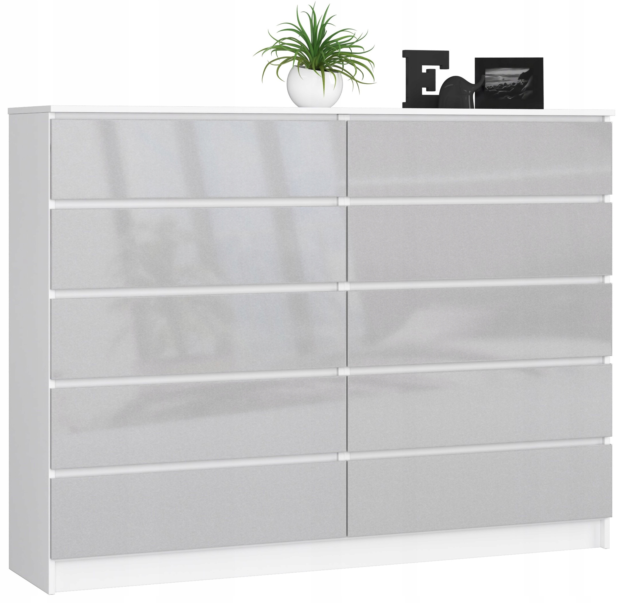 Komoda K160 10SZ Clp Pk Metalík Lesklá Akd