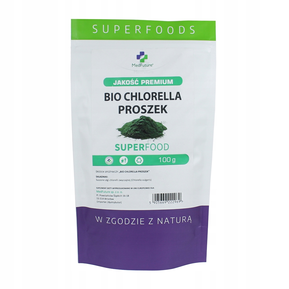 

Chlorella proszek Bio 100g algi chlorella vulgaris