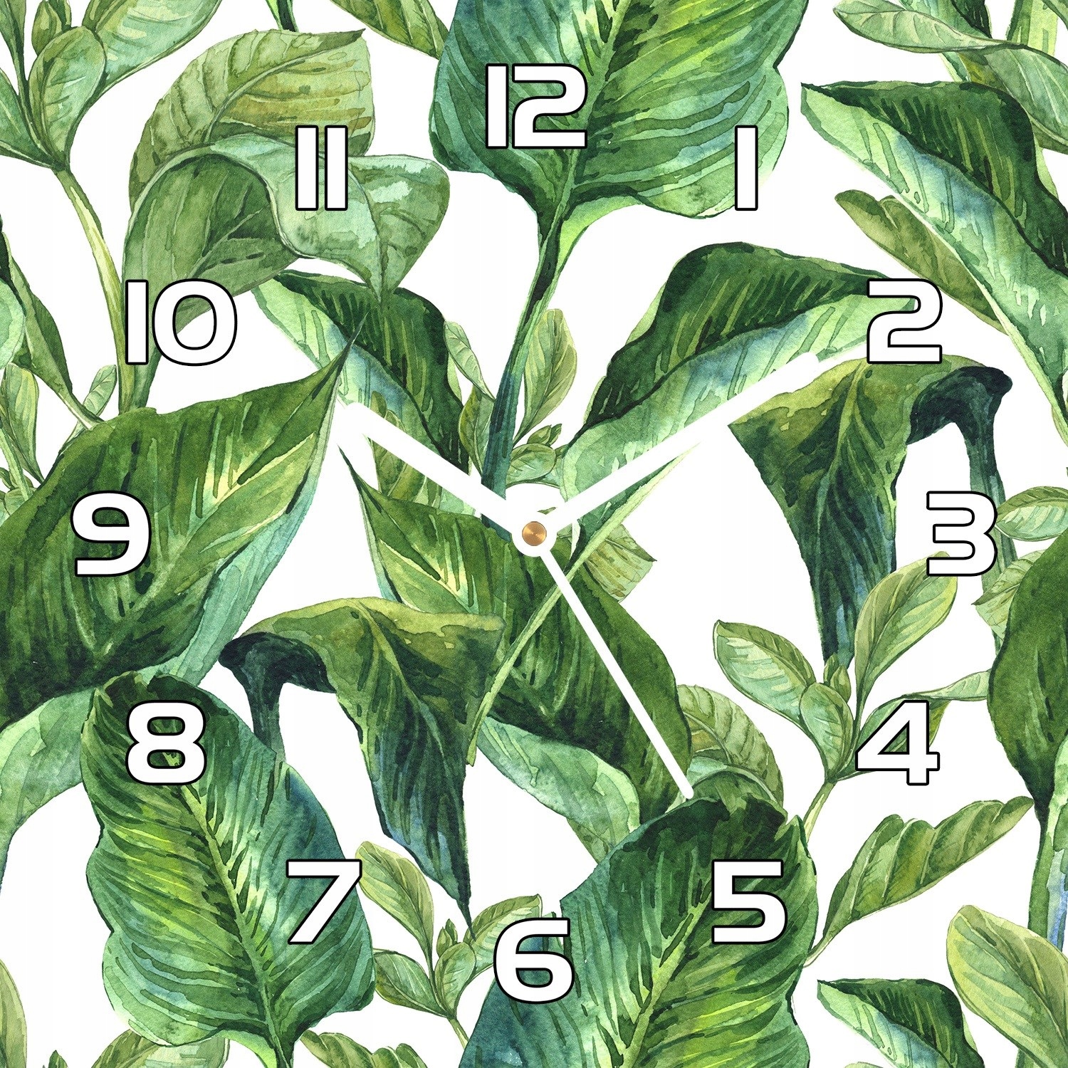 

Zegar na szkle Liście zielonego bananowca 30x30 cm