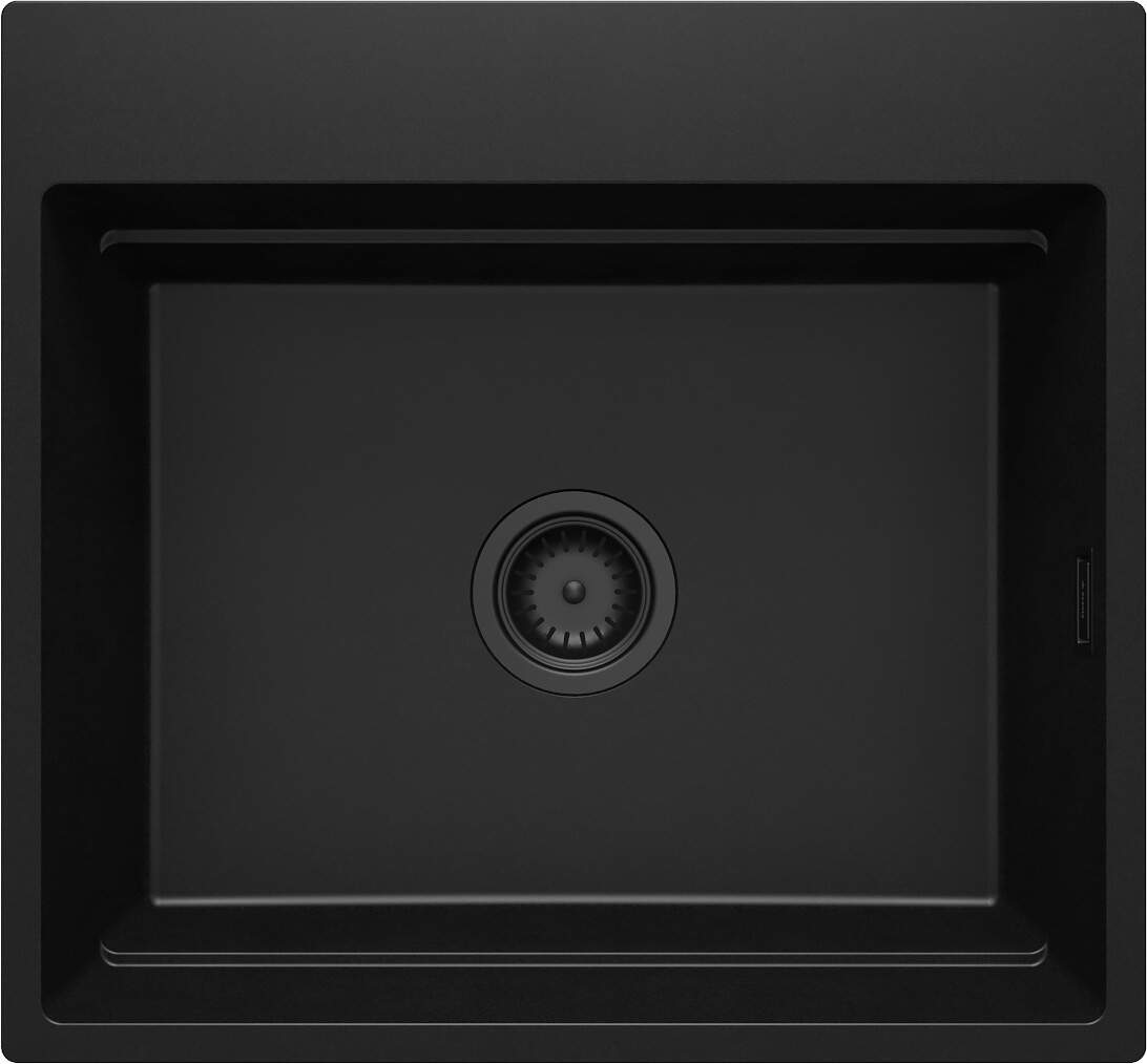 Magnetický granitový dřez Nero, matný, 1-komorový, 560 x 520 mm