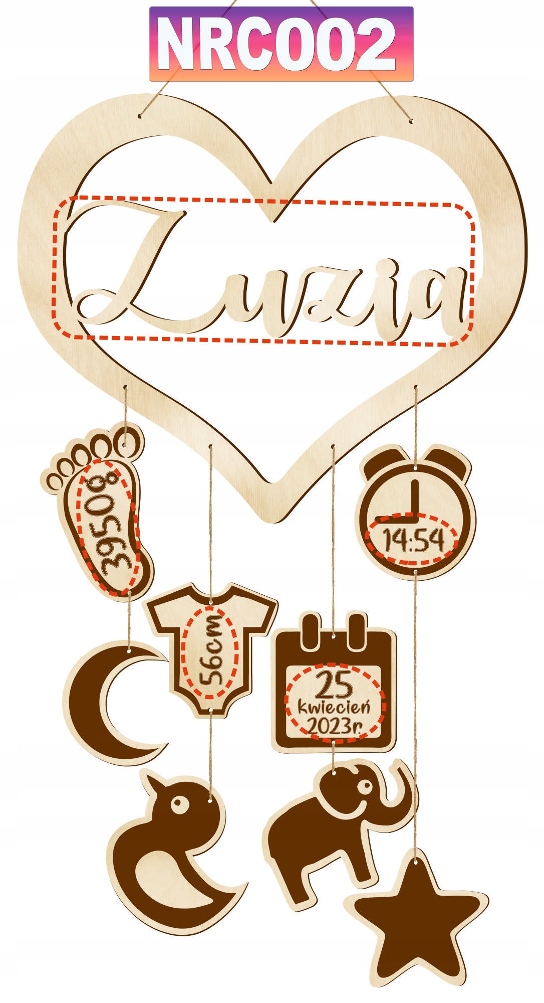 Ramka Metryczka 3D Dziecka Urodziny Prezent Szerokość produktu 29 cm