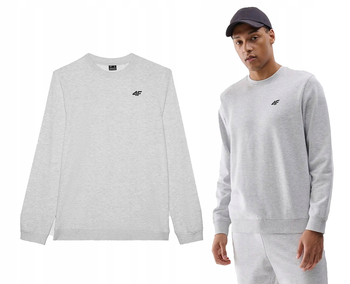Mikina bez kapuce 4F pánská tepláková M1767 šedá 2XL