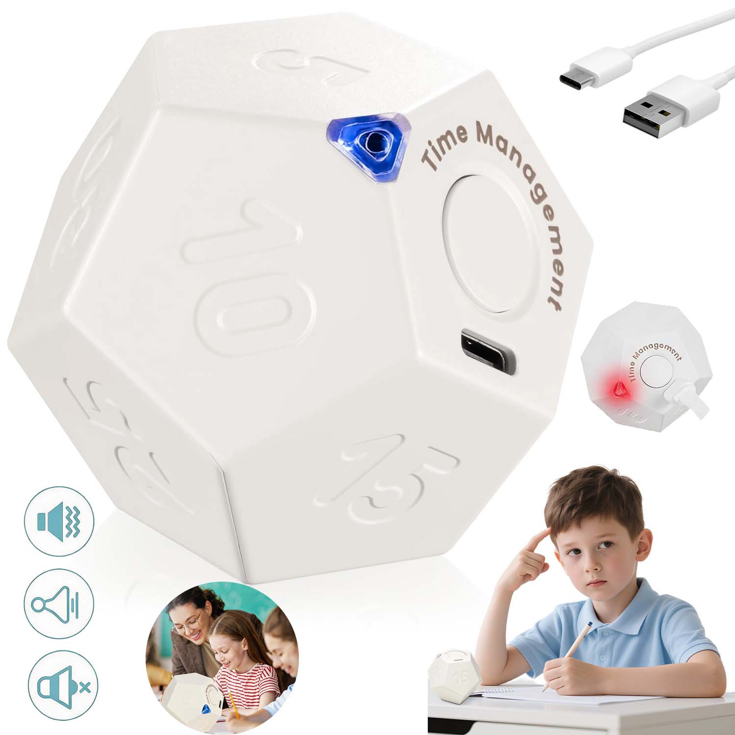 Otočný Minutník Ve Tvaru Kostky, Chybí Digitální Displej S 12 Stranami Usb