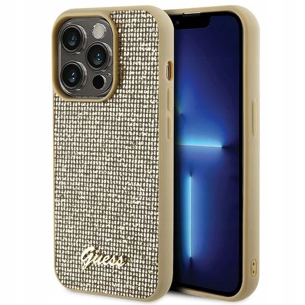 Pouzdro Guess GUHCP15LPMSDGSD Apple iPhone 15 Pro pevné pouzdro Disco Metal Script