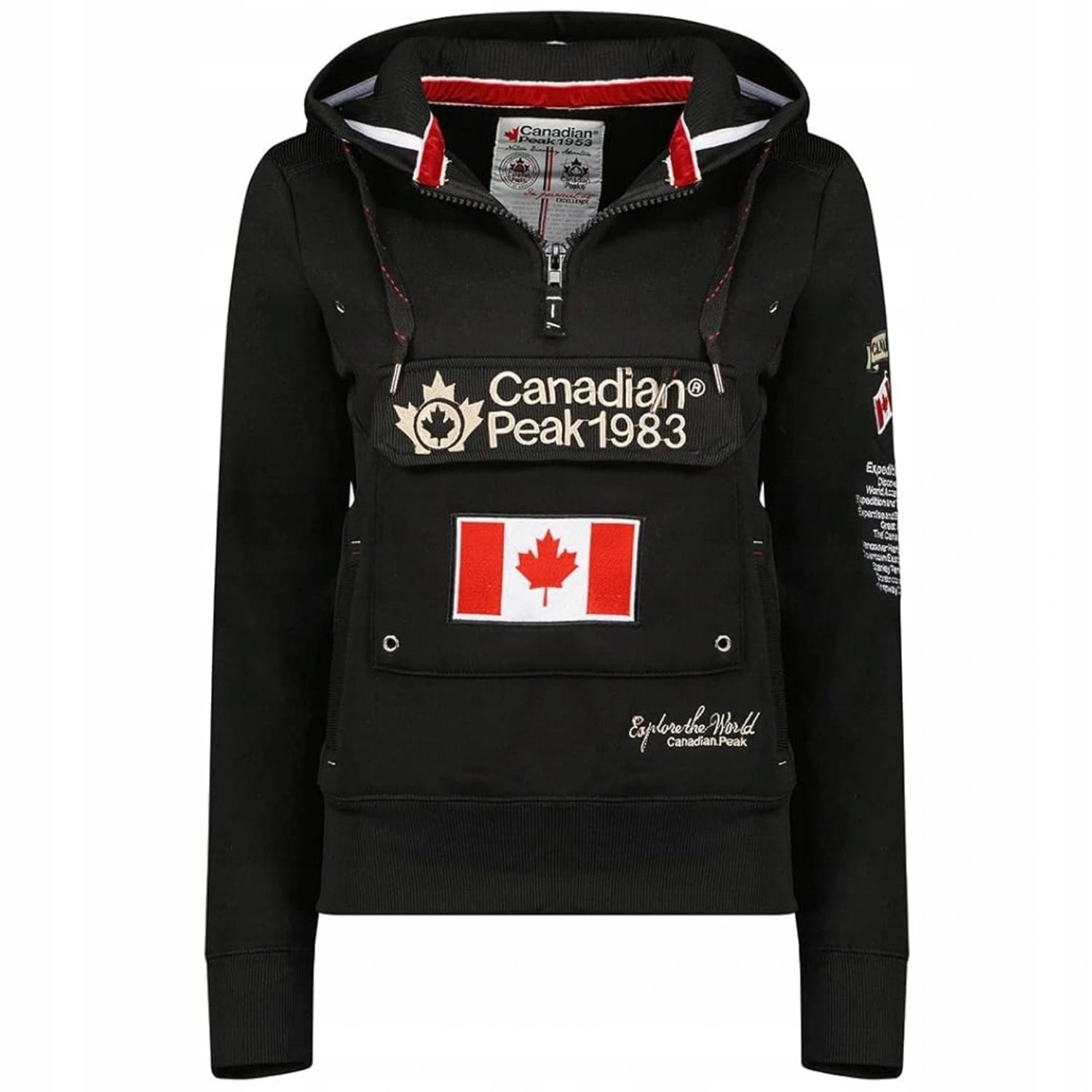 Mikina Canadian Peak sportovní s kapucí fleecová černá s logem vel. L