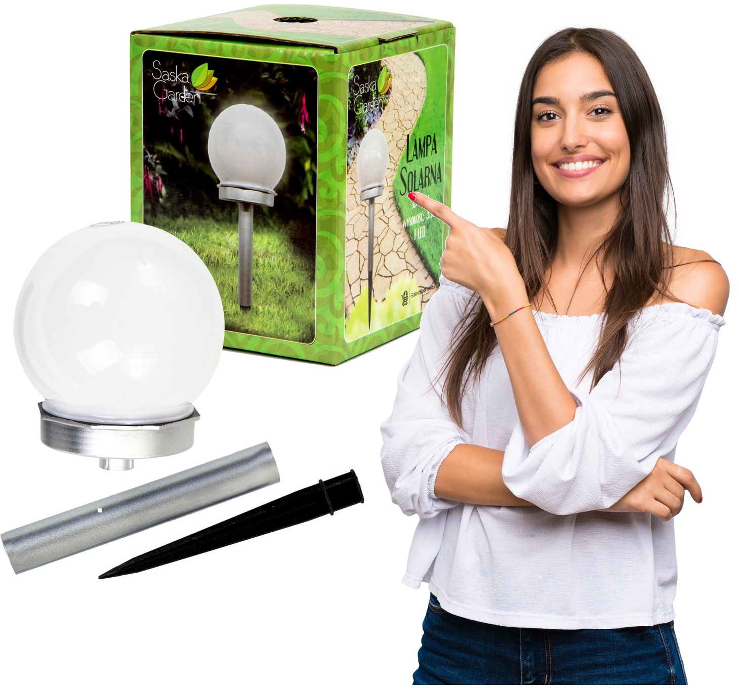 

Lampa Solarna Ogrodowa Biała Kula Biały Lampy Led