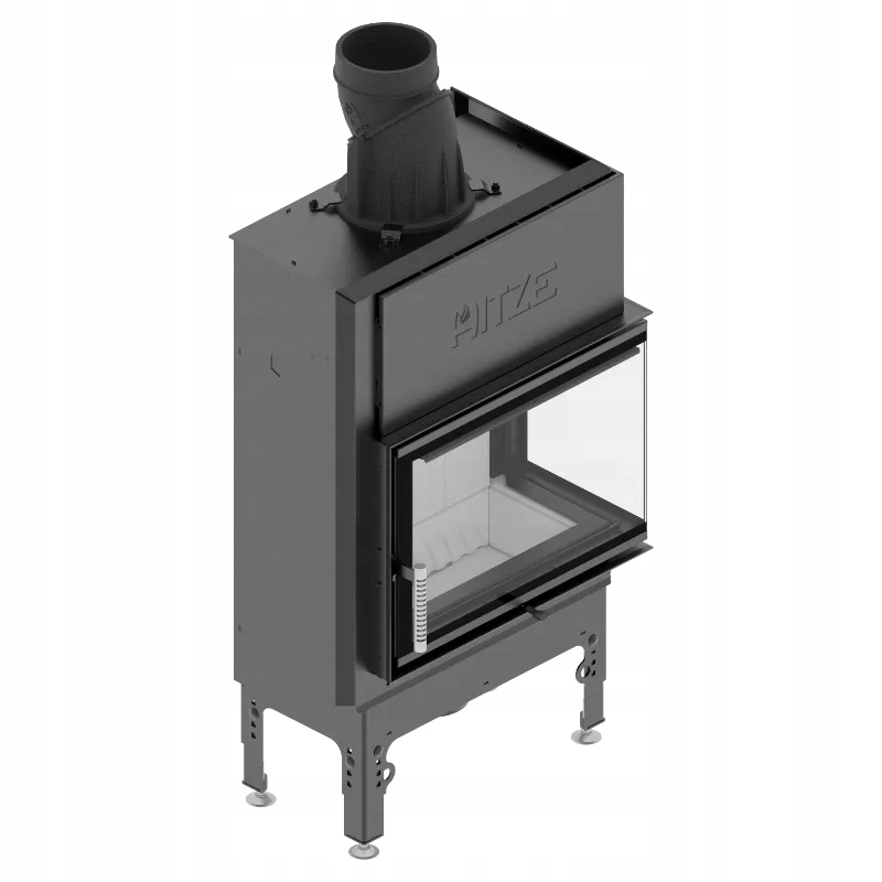 Ocelová rohová krbová vložka Kominek HST54x39.R pravá, moderní