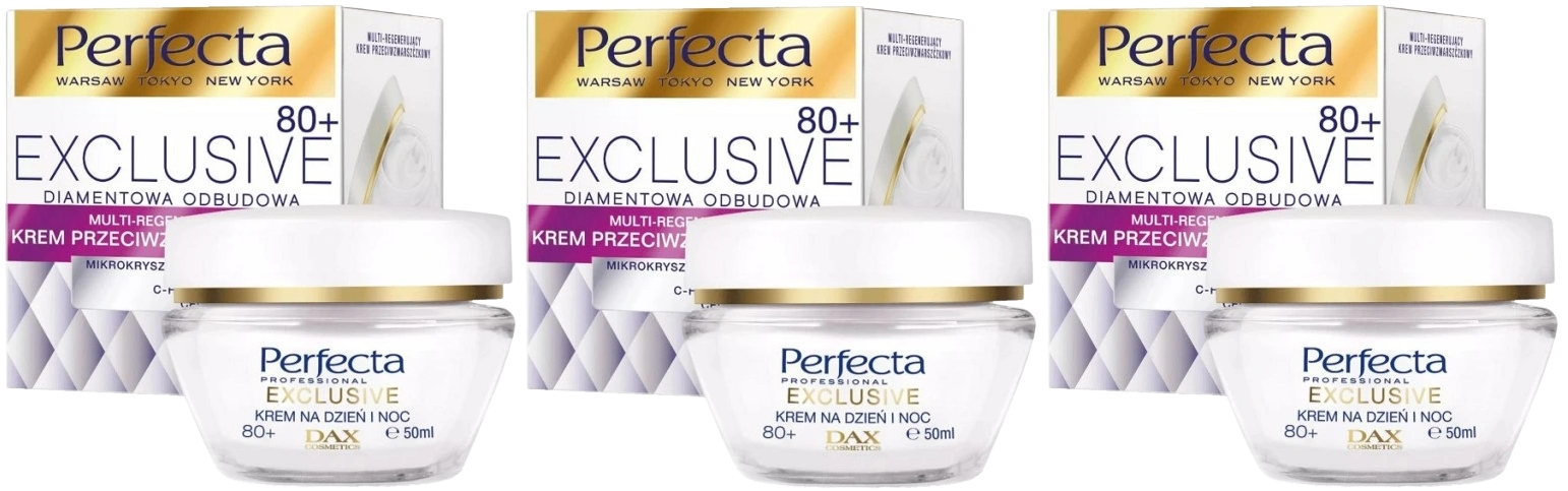 3 x Perfecta Exclusive krém 80+ 50 ml Zralá pleť Vrásky Vitamín C