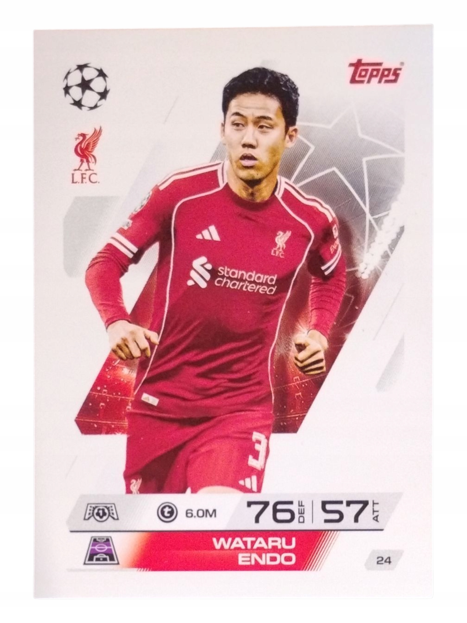 Topps Match Attax 2025-2026 Base Card Wataru Endo Liverpool 24