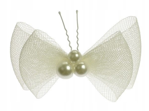 STROIK ŚLUBNY kokówka kokarda z perłami IVORY