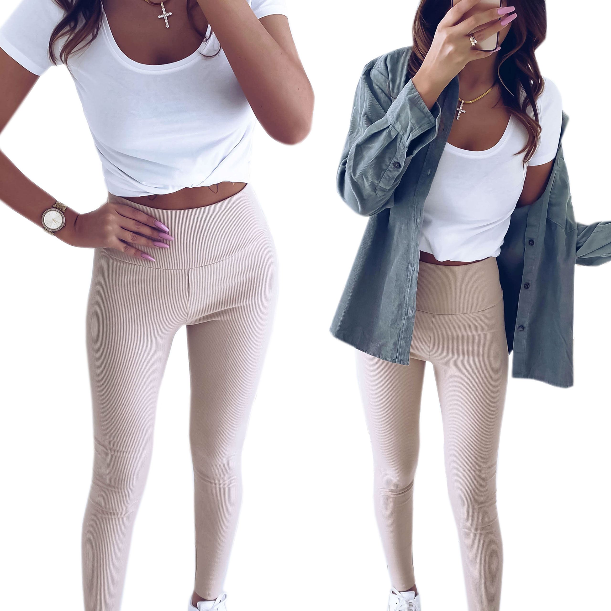 

Legginsy Prążek Wyszczuplające Stylowe