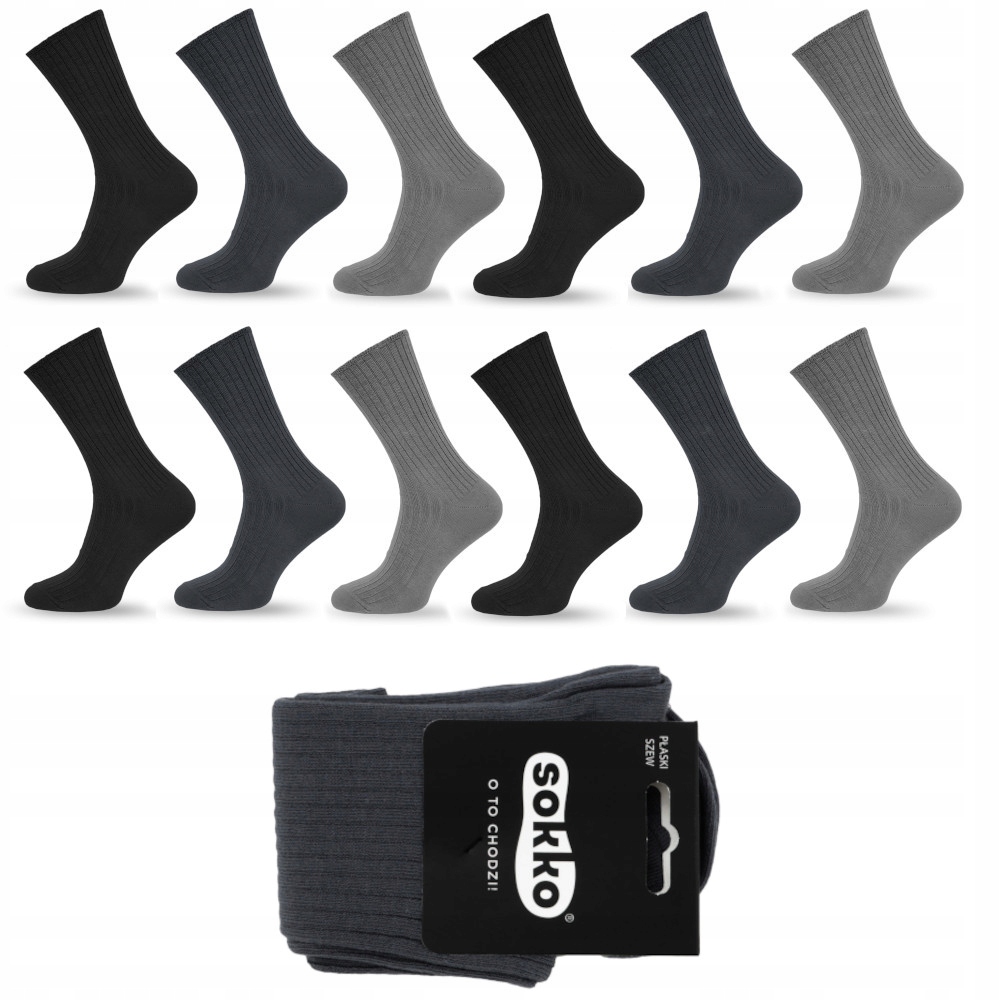 12 x Sokko Ponožky Dlouhé Mix Beztlakové