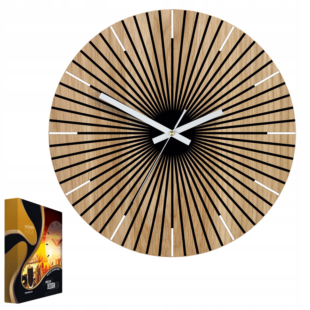 Nástěnné hodiny dřevěné dubové akrylové Arian Wood 33 cm Kulatý Křemenné