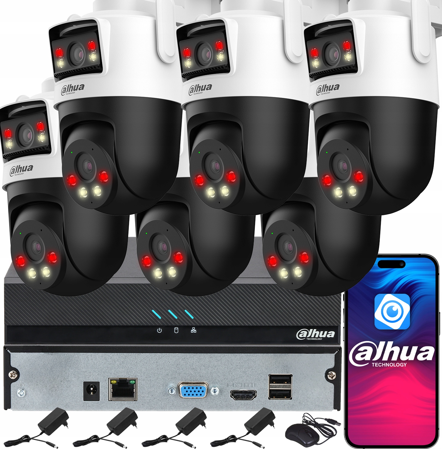 Monitoring Dahua Na 6 Kamer WiFi 5MPx+5MPx P5D-5F-PV Smart Dual Light Audio