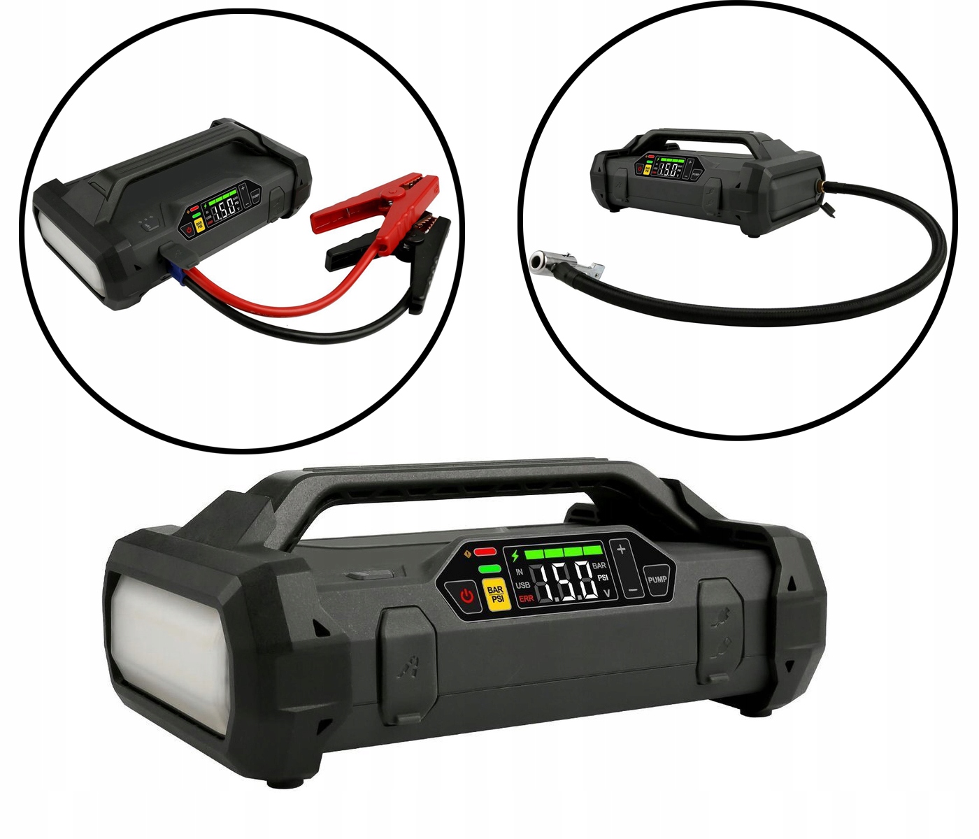 

Lokithor Powerbank JumpStarter Kompresor 2w1 Led