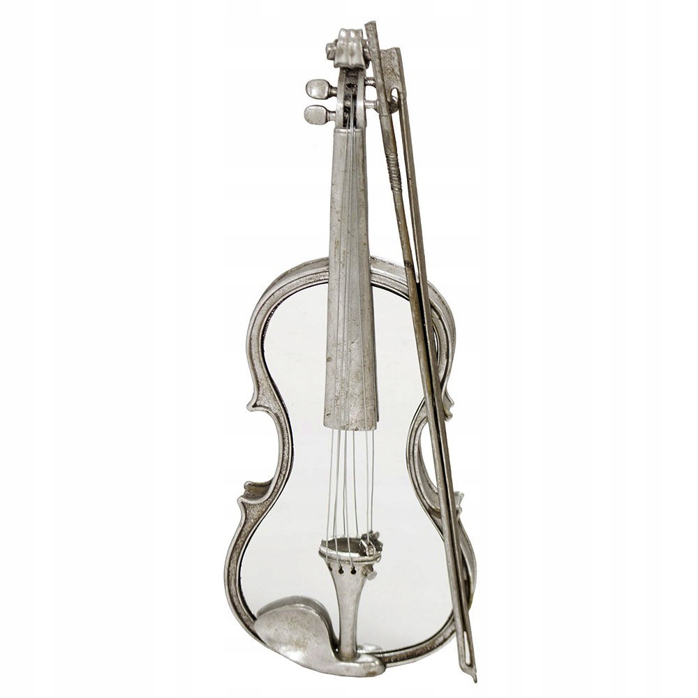 Nástenná Dekorácia Husle 55 cm So Zrkadlom Strieborné Zrkadlo