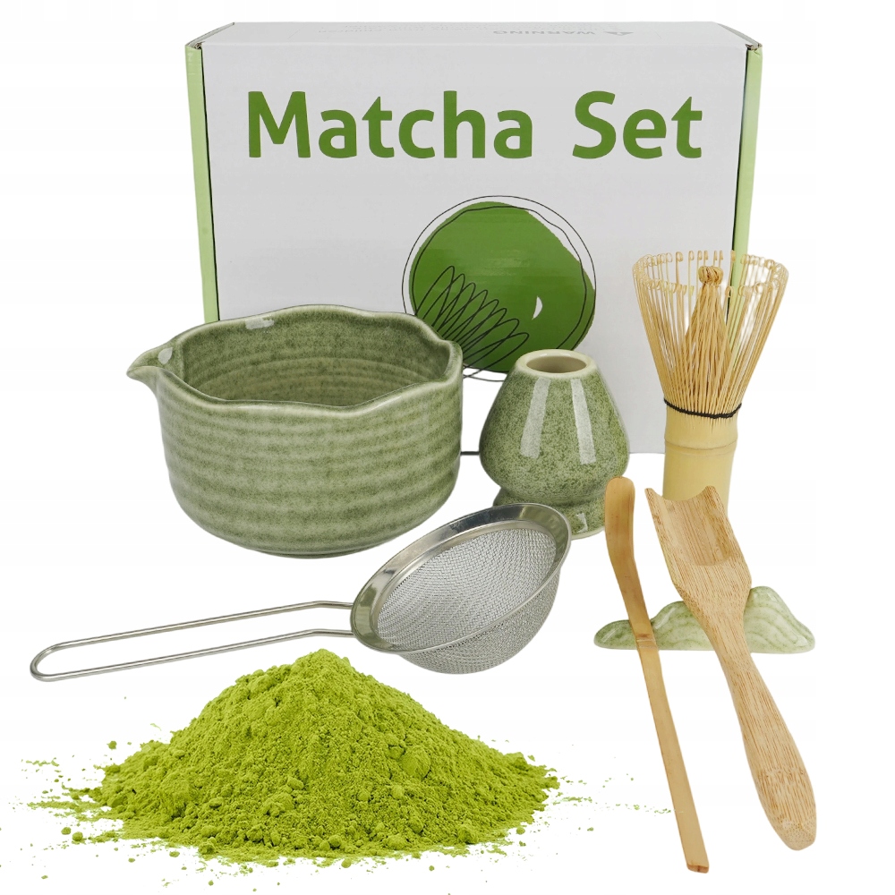 Levně Japonský Set Na Čaj Matcha 7 El. Bambusová Keramika Chasen Krabička